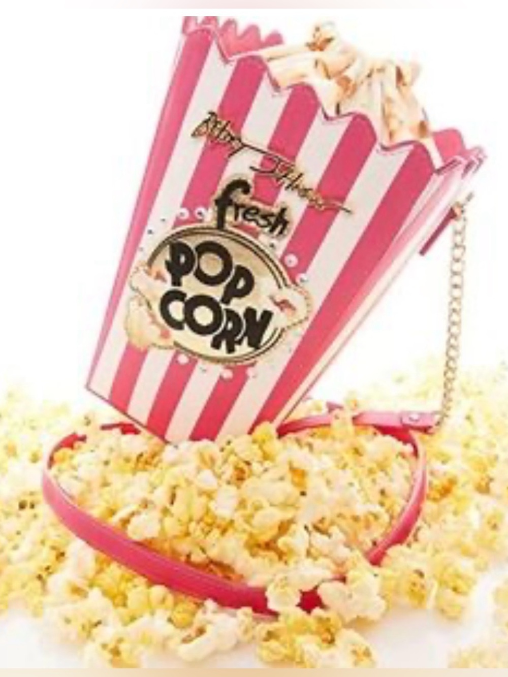 Betsey Johnson Pink & White Popcorn Crossbody Bag